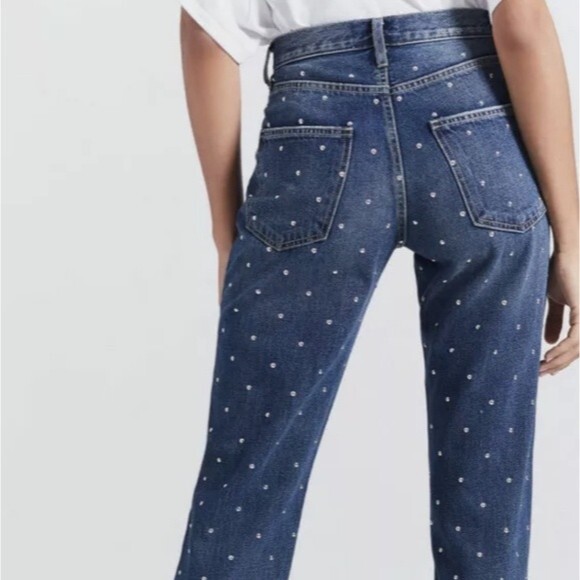 Current Elliot Vintage Cropped Night Rider Studded High Rise Slim Jeans - Picture 3 of 11